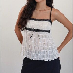 White and Black Sleeveless Top